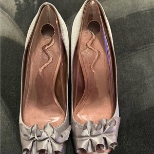 Elegant Gray Peep-Toe Heels